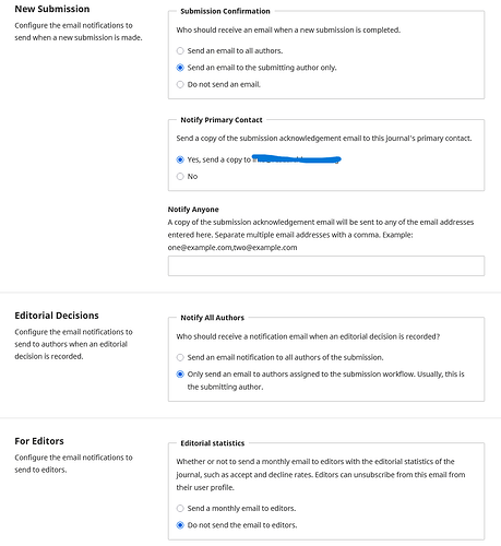 email settings