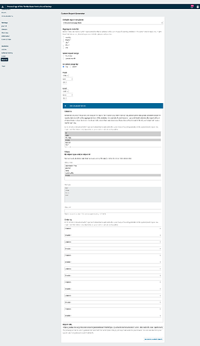 Screenshot of Custom Report Generator parameters