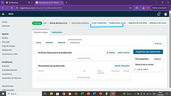 ojs crear nueva versión