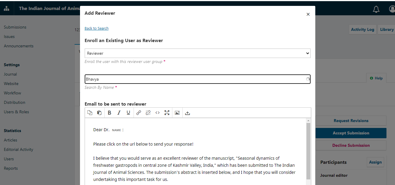 add existing user as reviewer
